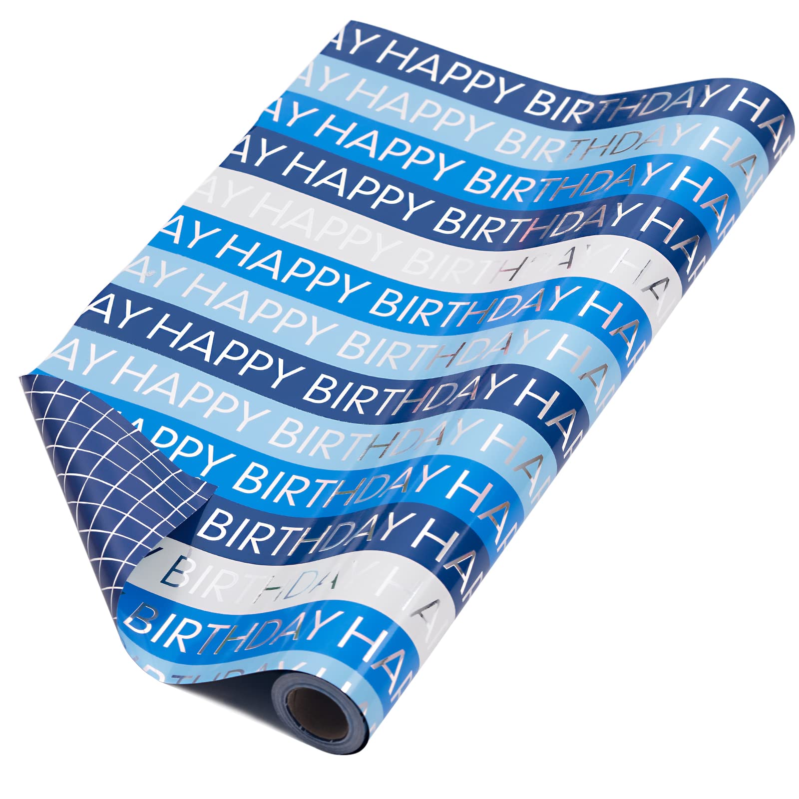 LeZakaa Rotolo di carta da regalo reversibile per compleanno, scritta e