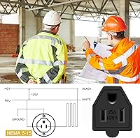 Vista 3 de Treela 20 piezas de reemplazo de enchufe de cable de extensión, extremos de cable de extensión hembra, 125v 15a 2 polos 3 cables, conector recto