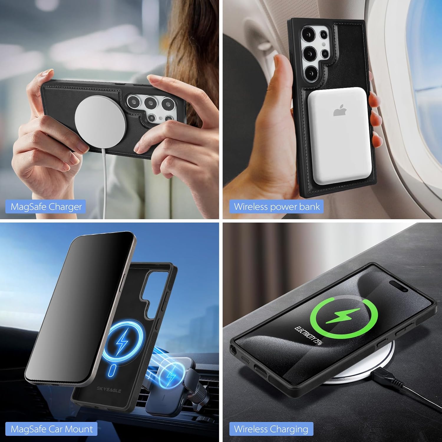 Compatible with Magsafe 2 in 1 Detachable Samsung Galaxy S25 Ultra Wallet Case with Card Holder,Women Men Magnetic PU Leather RFID Blocking Flip Kickstand Credit Slots,Black - Image 2