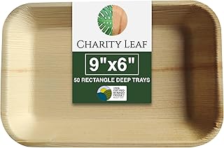 Charity Leaf Eco-Friendly Palm Leaf Trays (50-Pack) - 9