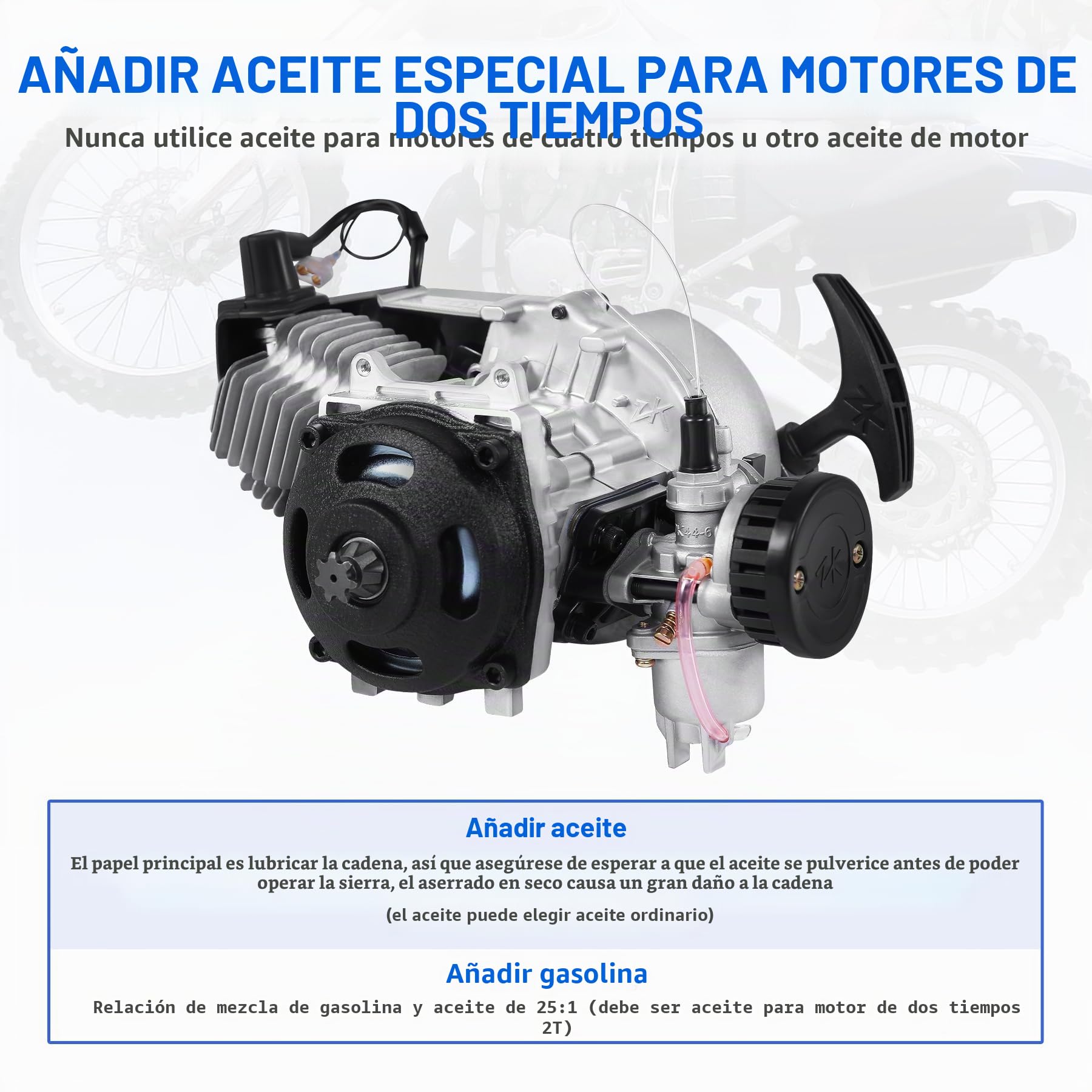 Samger Motor de arranque de 2 tiempos de 49 cc, enfriado por aire, apto para Pocket Bike Mini Dirt Bike ATV Roller