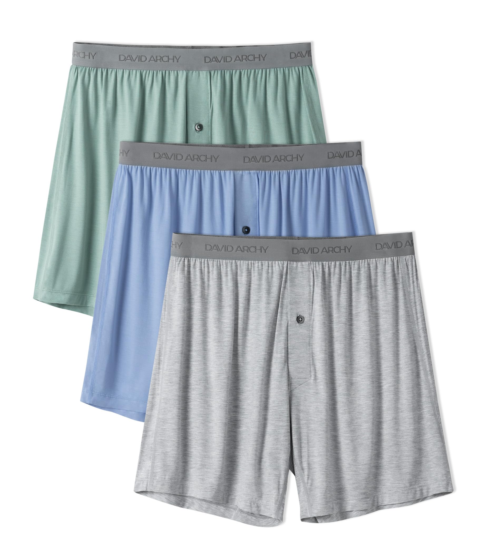 DAVID ARCHY Mens Underwear Bamboo Rayon Boxers for Men Breathable and Cool Men's Boxer Shorts with Button Fly 3 or 5 Pack