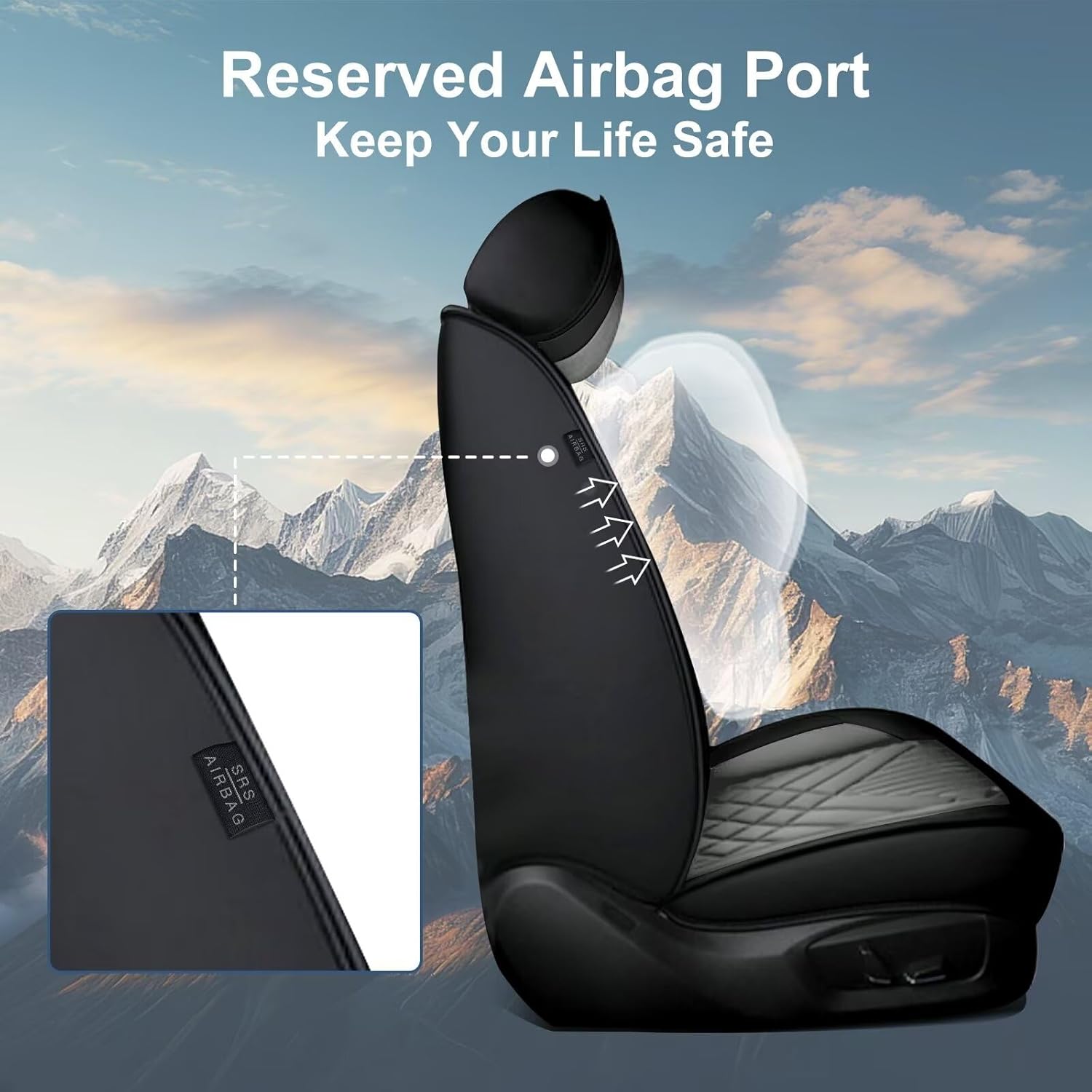 TTX LIGHTING 2PCS Car Seat Covers Fit for Nissan Frontier 2007-2023 2024 Front Seat Covers Waterproof Faux Leather Automotive Seat Protectors Cushions with Airbag Compatible(2 Front Seat,Black&Grey)