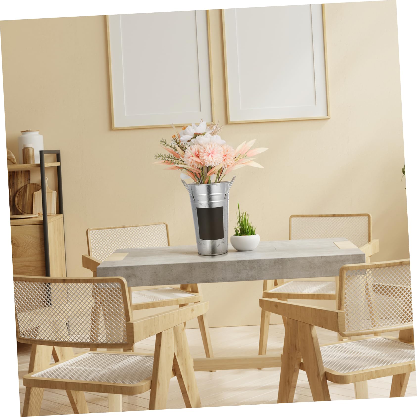 Seau à fleurs blanc crème (tôle épaissie) fleuriste d'intérieur Seau à fleurs blanc crème (tôle épaissie) fleuriste d'intérieur