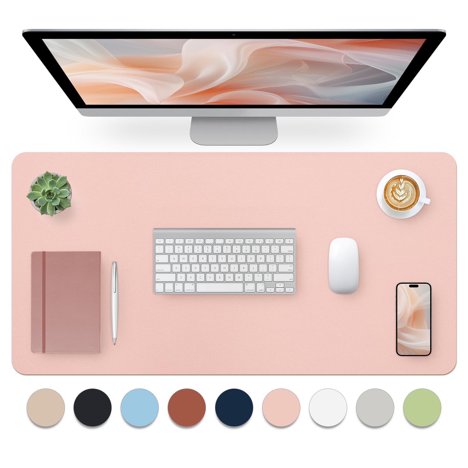 Blossoms Pink Desk Mat, Waterproof Non-Slip Leather Desk Pad, Large Mouse Pad, Desk Writing Pad, Desk Mat for Keyboard and Mouse Desk Organizers and