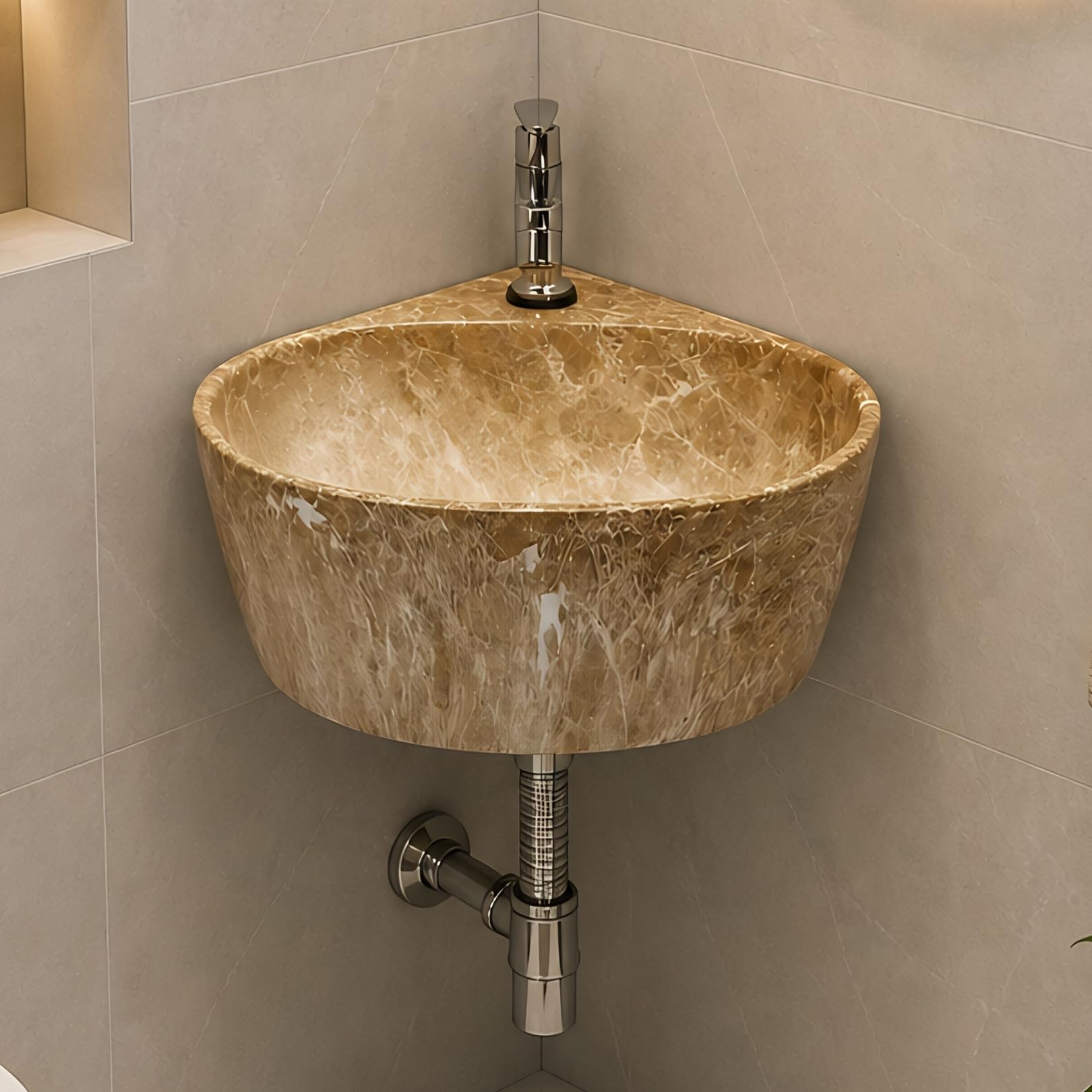 Reyal Corner Sink - Space-Saving Ceramic Wash Basin -16 Reyal Corner Sink - Space-Saving Ceramic Wash Basin -16