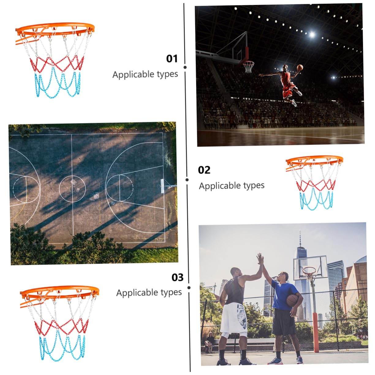 SUPVOX Galvanized Basketball Net Buckles Heavy-Duty Chain Net for Standard Hoops for Use