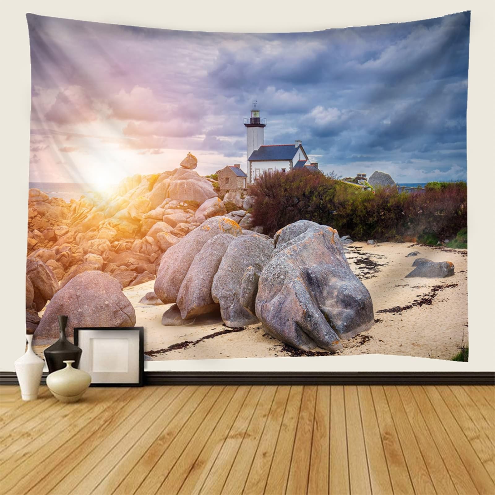 Tapiz para colgar en la pared, 350 x 256 cm, para dormitorio, salón, color gris y azul