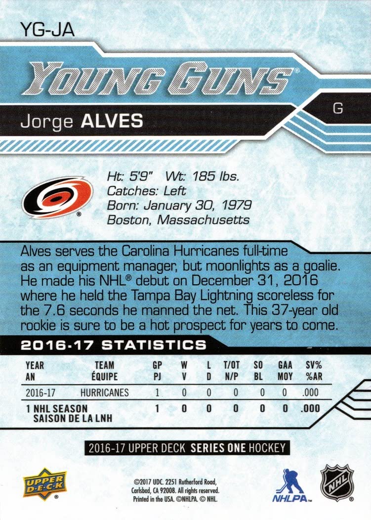 Amazon.com: 2016-17 Upper Deck Young Guns Hockey #YG-JA Jorge