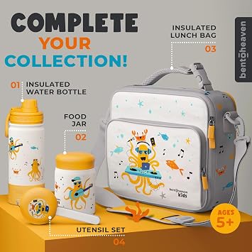 Bentoheaven Kids Food Jar, 10 oz Insulated Hot Food Container, Orange Gray