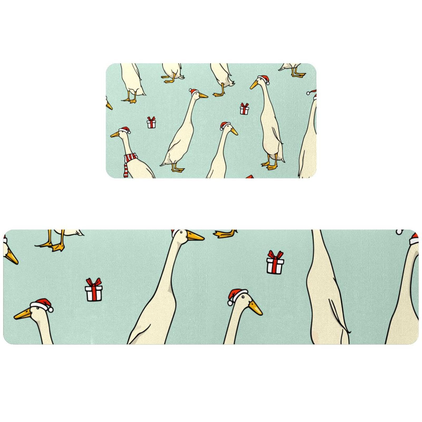 Tapis de cuisine indiens blancs de Noël - Lot de 2 antidérapants et lavables