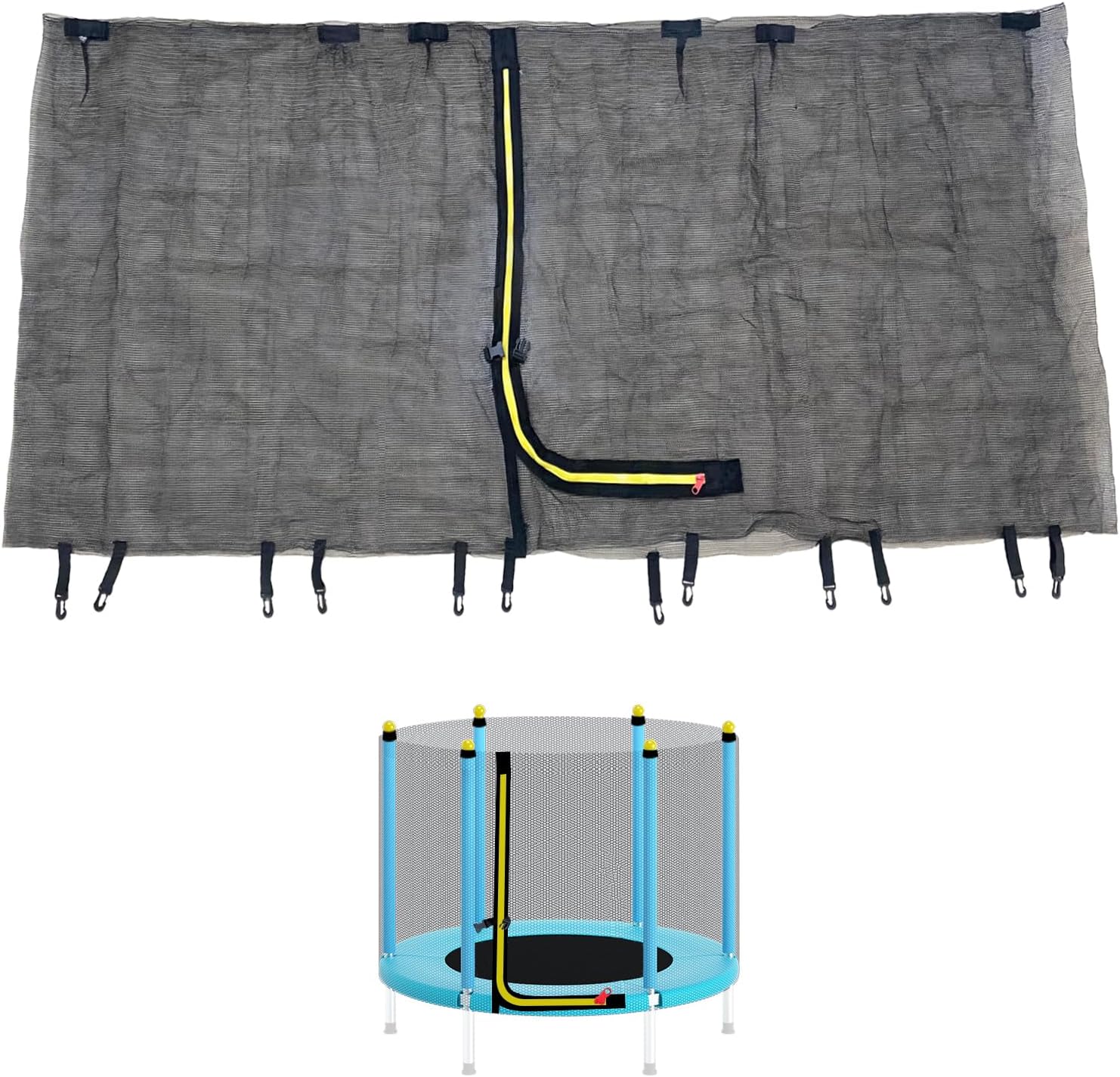 55" 60" Trampoline Replacement Net, with Zippers, Protection Buckles(Net Only)