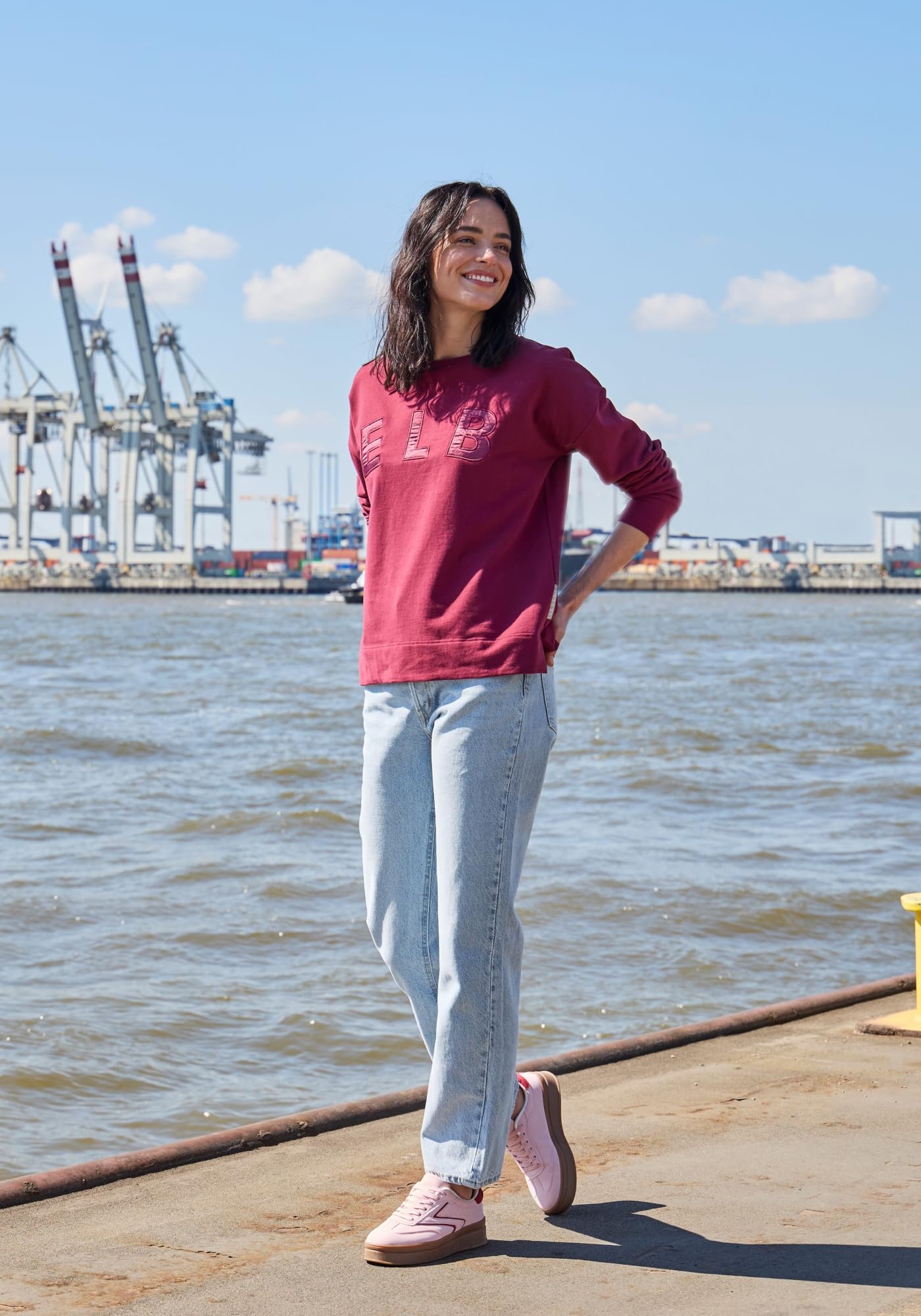 Elbsand Aleah Damen Sweatshirt mit weitem Ausschnitt, überschnittene Schultern, Loose fit