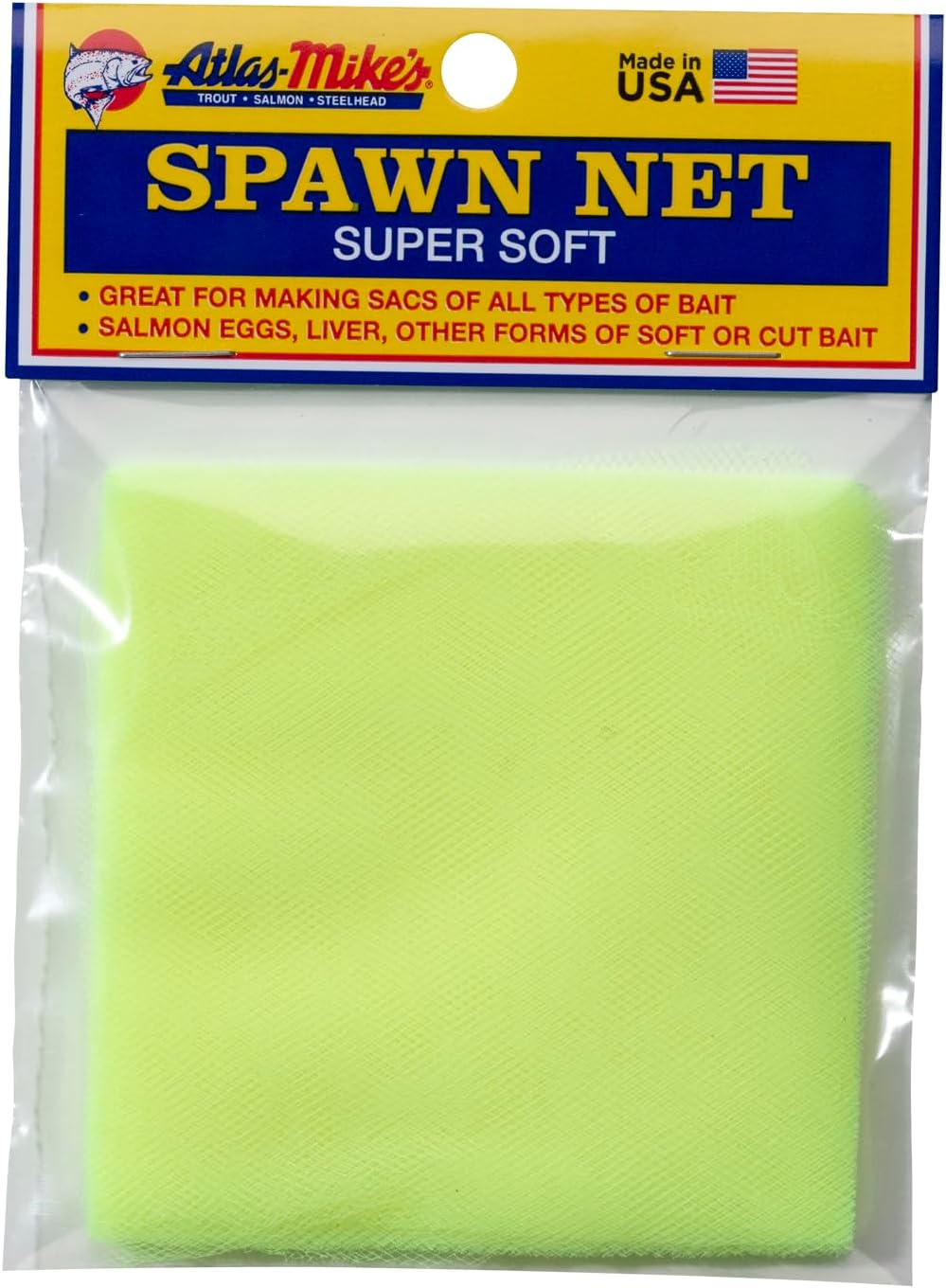 ATLAS SPAWN NET 3" X 3" - 250 Ct - Ideal for Bait Sacs - Salmon Eggs, Liver, Soft & Cut Bait - Versatile Aquatic Mesh for Fishing Enthusiasts - Premium Quality for Successful Fishing Ventures - Yellow