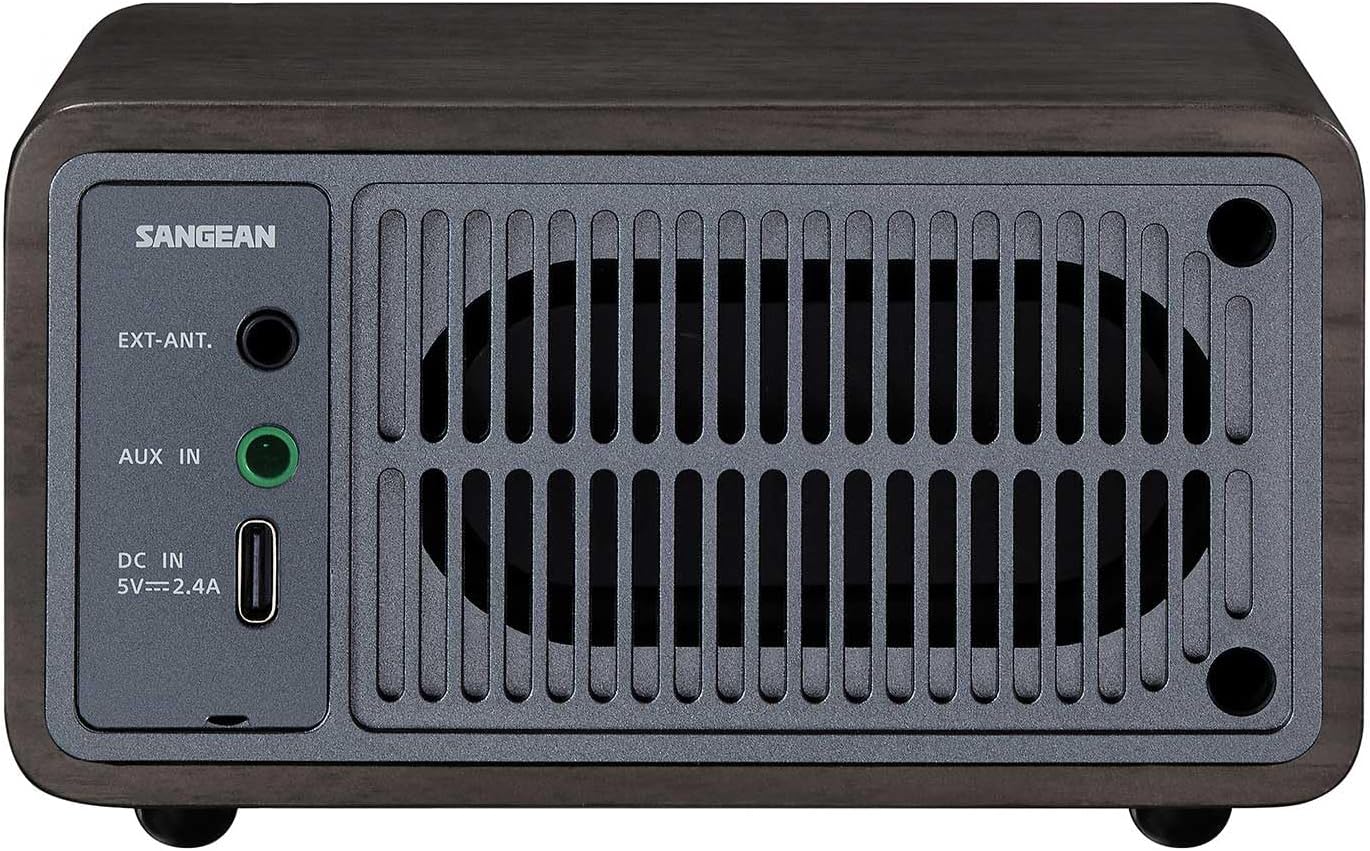 Trasero view de la radio Sangean WR-301 con puertos