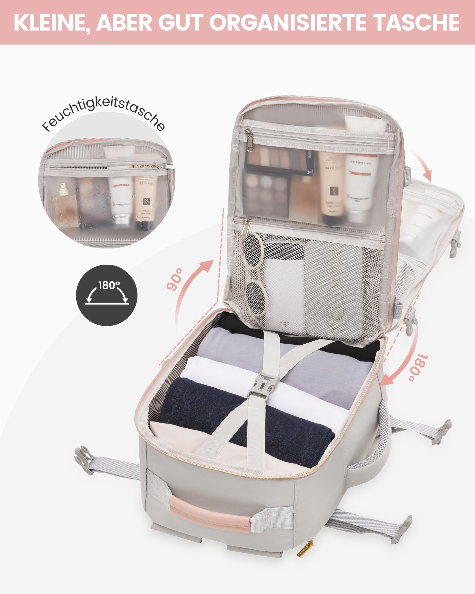 LOVEVOOK Ryanair Handgepäck 40x30x20, Handgepäck Rucksack Tasche Reiserucksack Flugzeug, Carry On Hand Luggage Travel Backpack für 13,3 Zoll Laptop Damen Herren, Klein Cabin Bag Eurowings Wizz