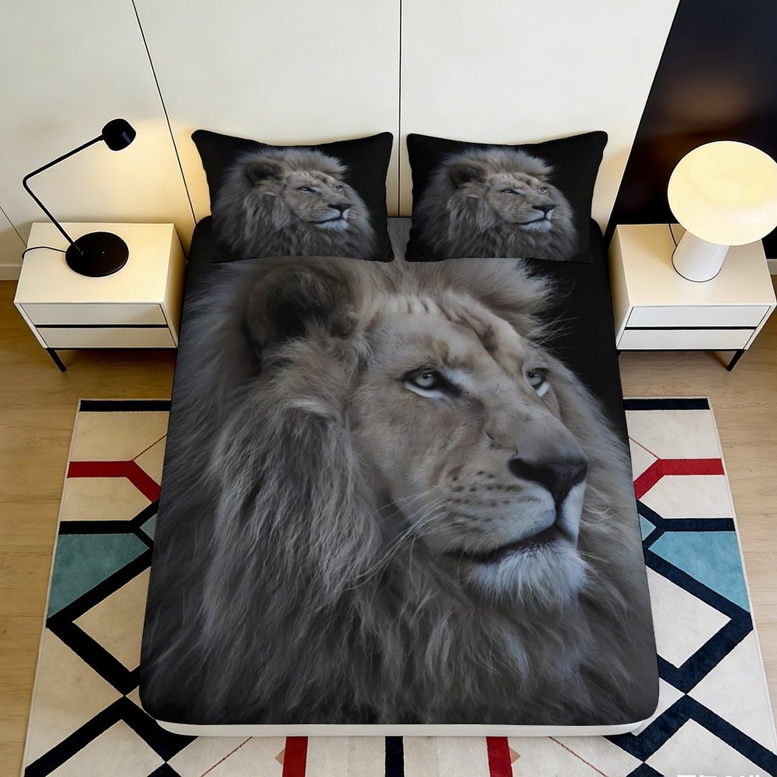 Jqzkxnhpbr Style-1 3D Printed Lion King Fitted Sheet Microfiber Soft Bed Sheet For Bedroom Decor Dorm Mattress Protection 90X200x25cm