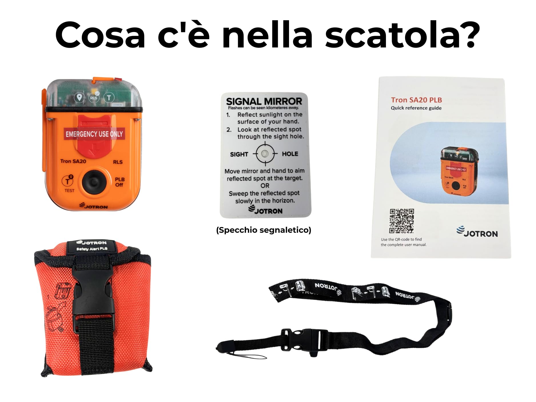 Jotron Tron SA20 PLB Personal Locator Beacon | Compatto e leggero | GPS & Galileo GNSS | Segnale di emergenza 406 MHz | Impermeabile | Approvato SOLAS | Programmato in Italia