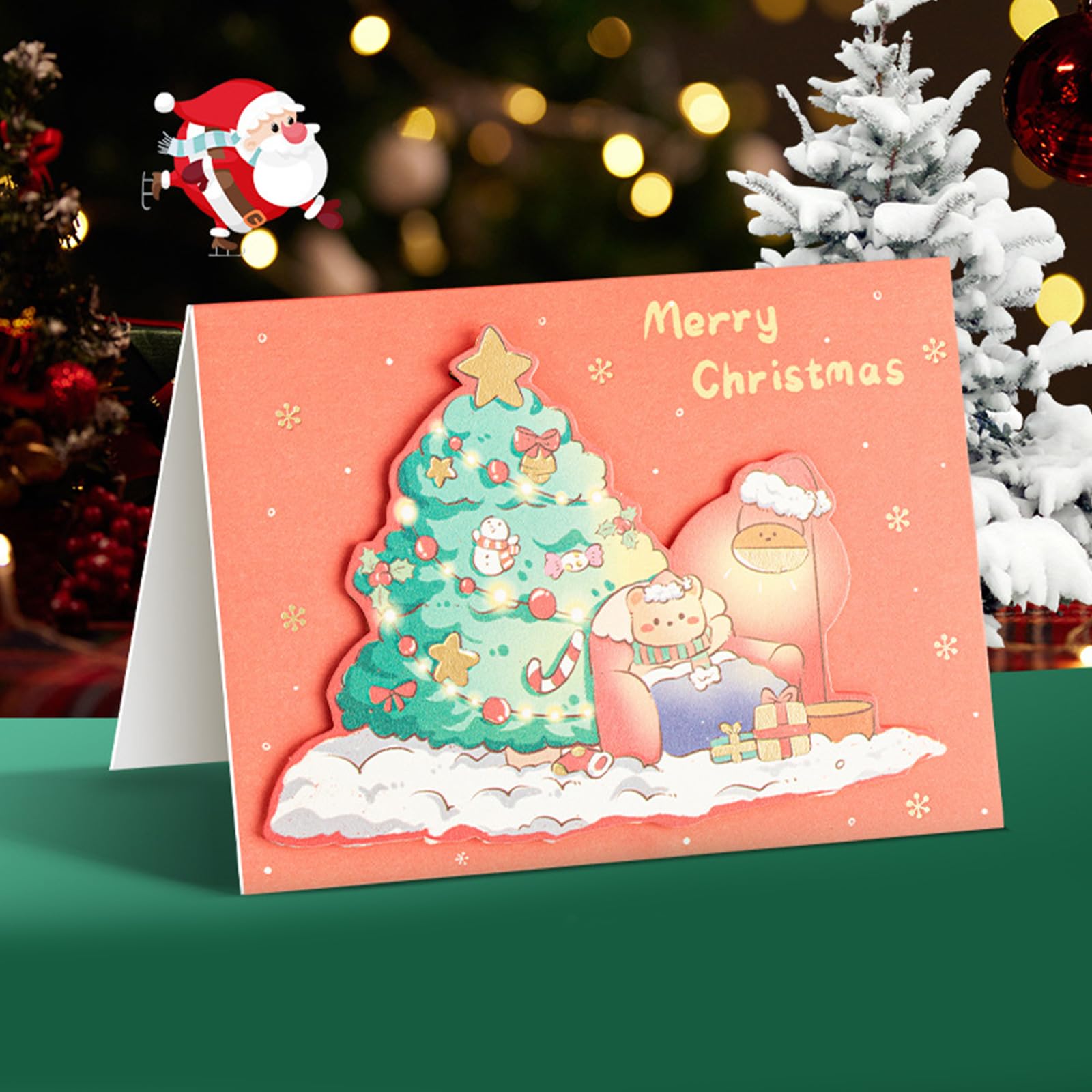 Lot de 30 cartes de Noël 3D 9,1 x 12,7 cm - Carte de vœux pour les vacances d'hiver - Carte de vœux de Nouvel An pour ami