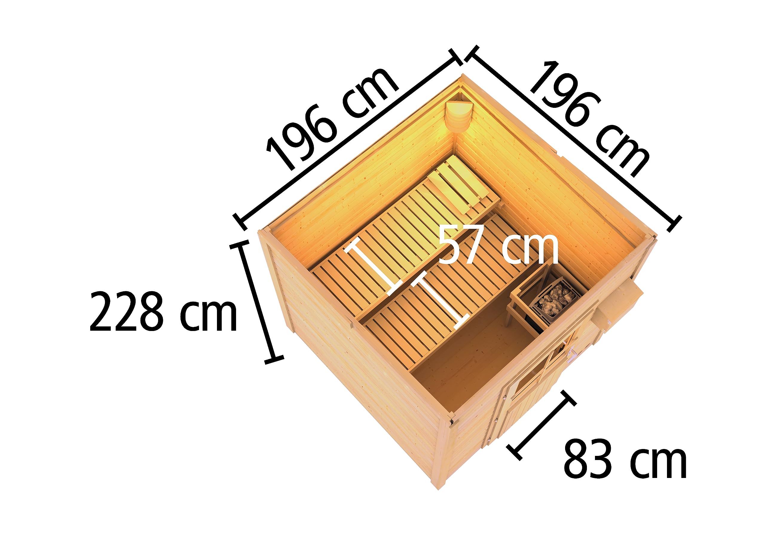 Karibu Saunahaus MELO 38 mm naturbelassen Außensauna Gartensauna