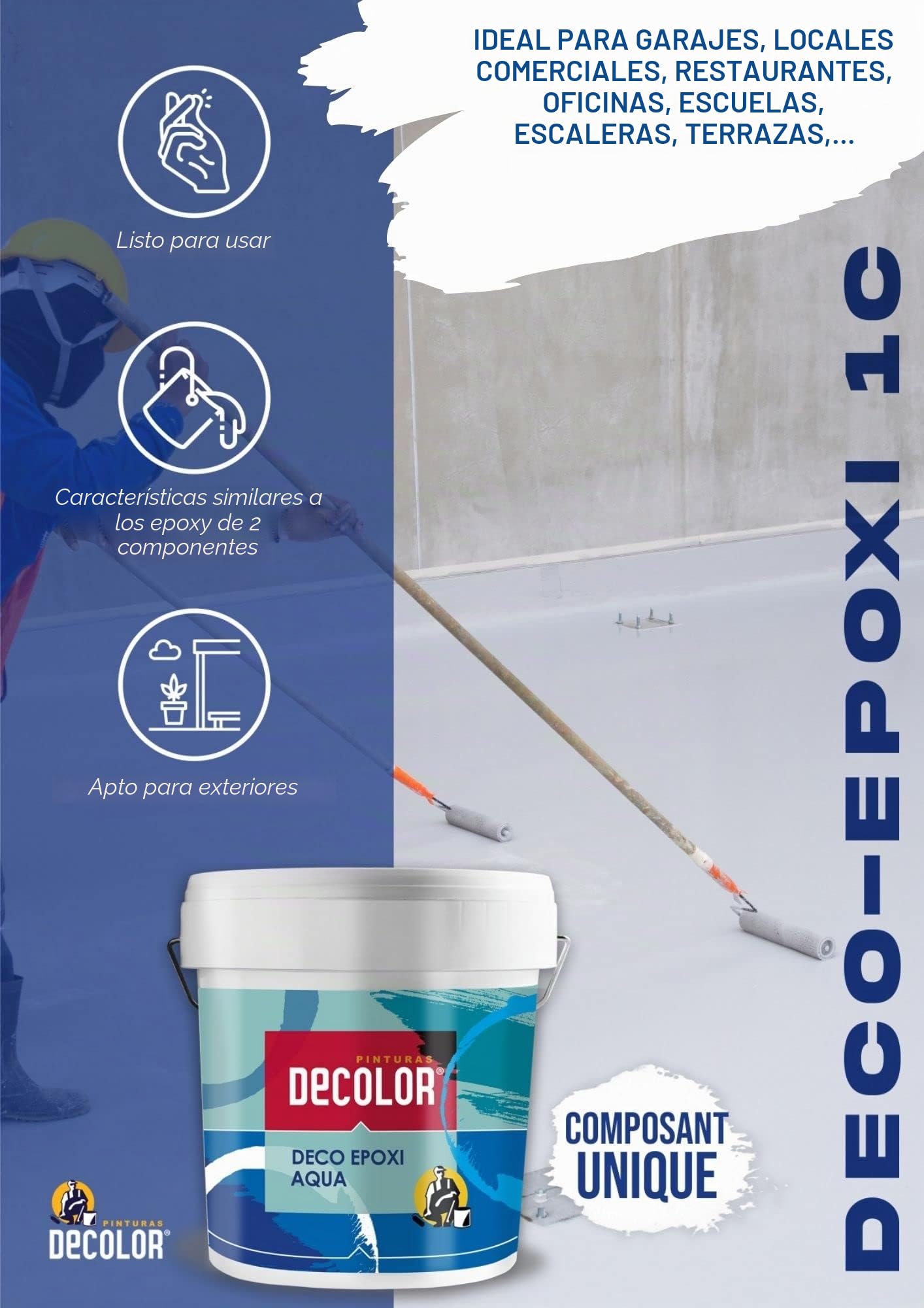 PINTURAS DECOLOR - Imprimación Suelos Aqua- Imprimación incolora para suelos, (4 LITROS). Resistente a la humedad. Gran adherencia. Garajes, Terrazas, Sotanos