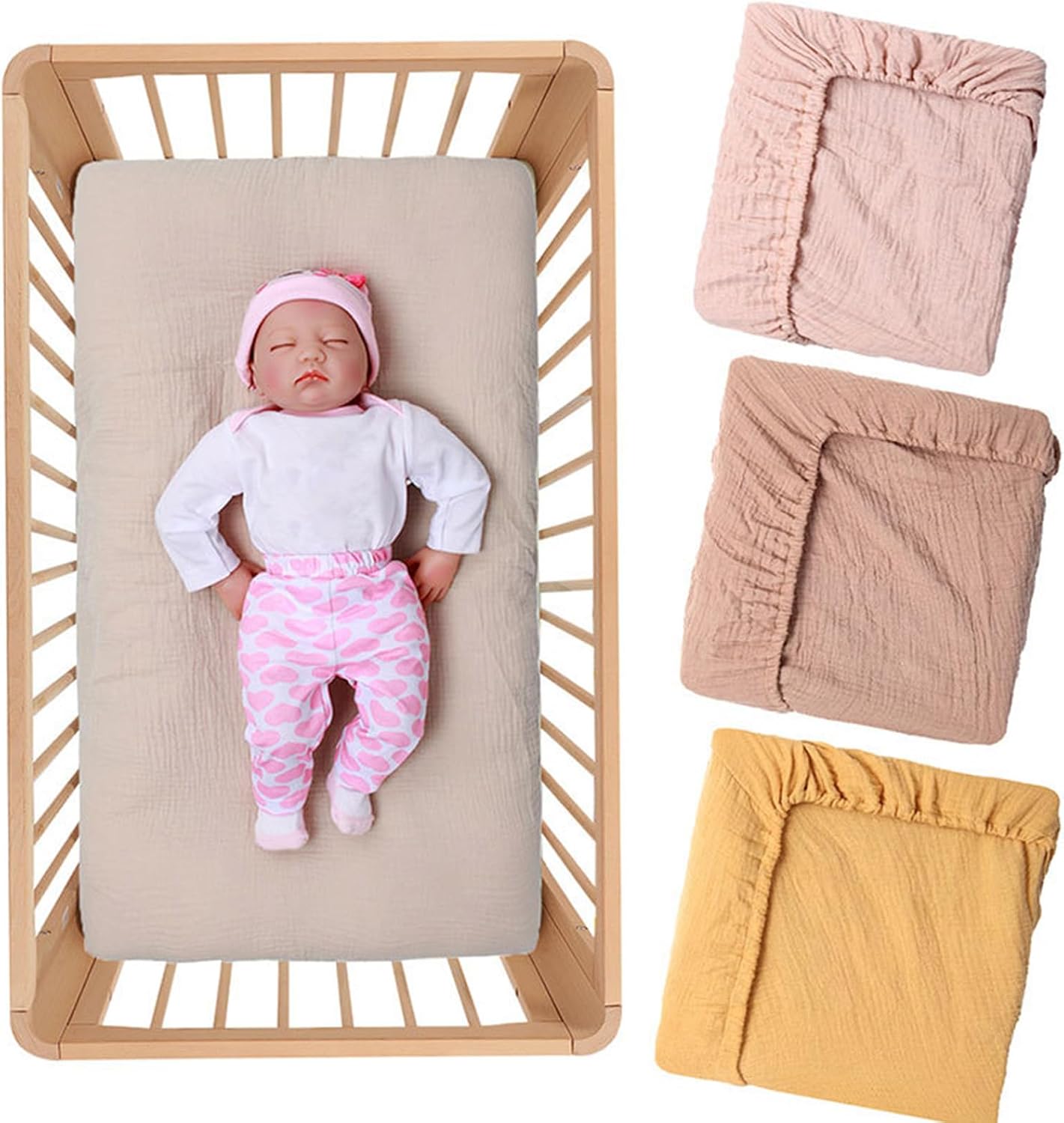 2pcs Infant Cradles Bedding Sheets Removable & Comfortable Cotton Bed Sheet Cotton Bassinet Sheet Comfortable for Baby