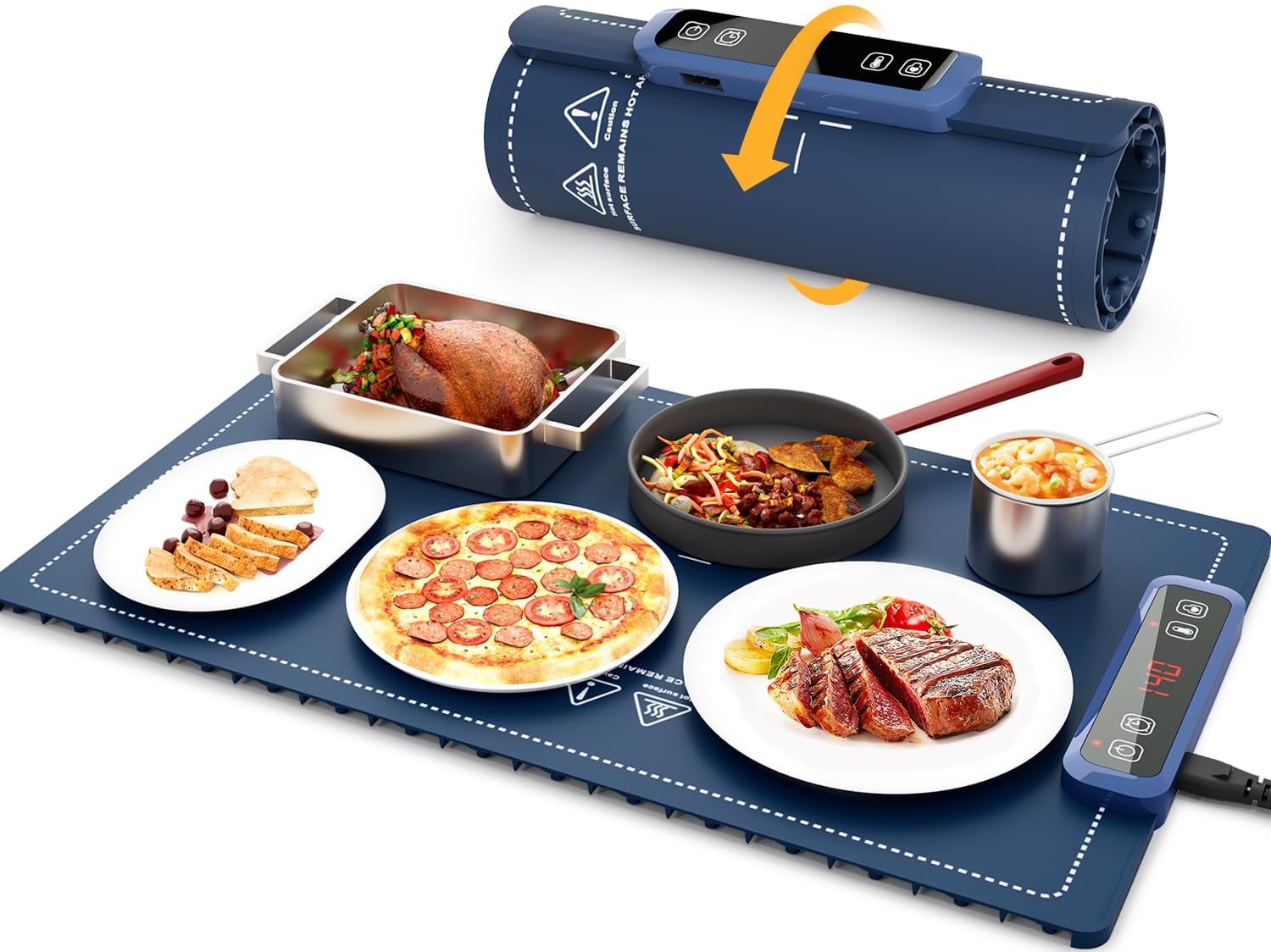BLURISM Food Warming Mat for Buffet, Electric Warming Tray to Keep Food Warm at Party, Silicone Heating Mat with 7 Temperature Levels& Auto Shut-Off, Food Warmers for Parties, Gatherings, Everyday Use