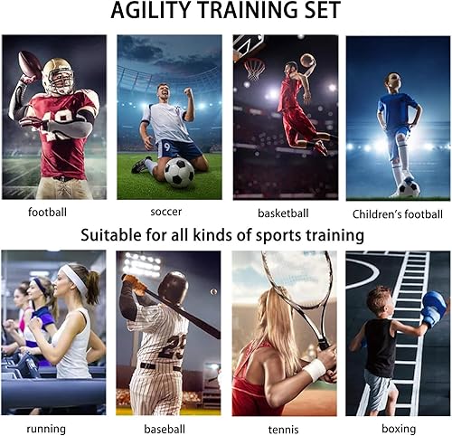 Miniatura 9 de Agility Ladder Speed Training Equipment Set-20ft Agility Ladder 4 Adjustable Hurdles Running Parachute Jump Rope Speed Training Equipment for Soccer