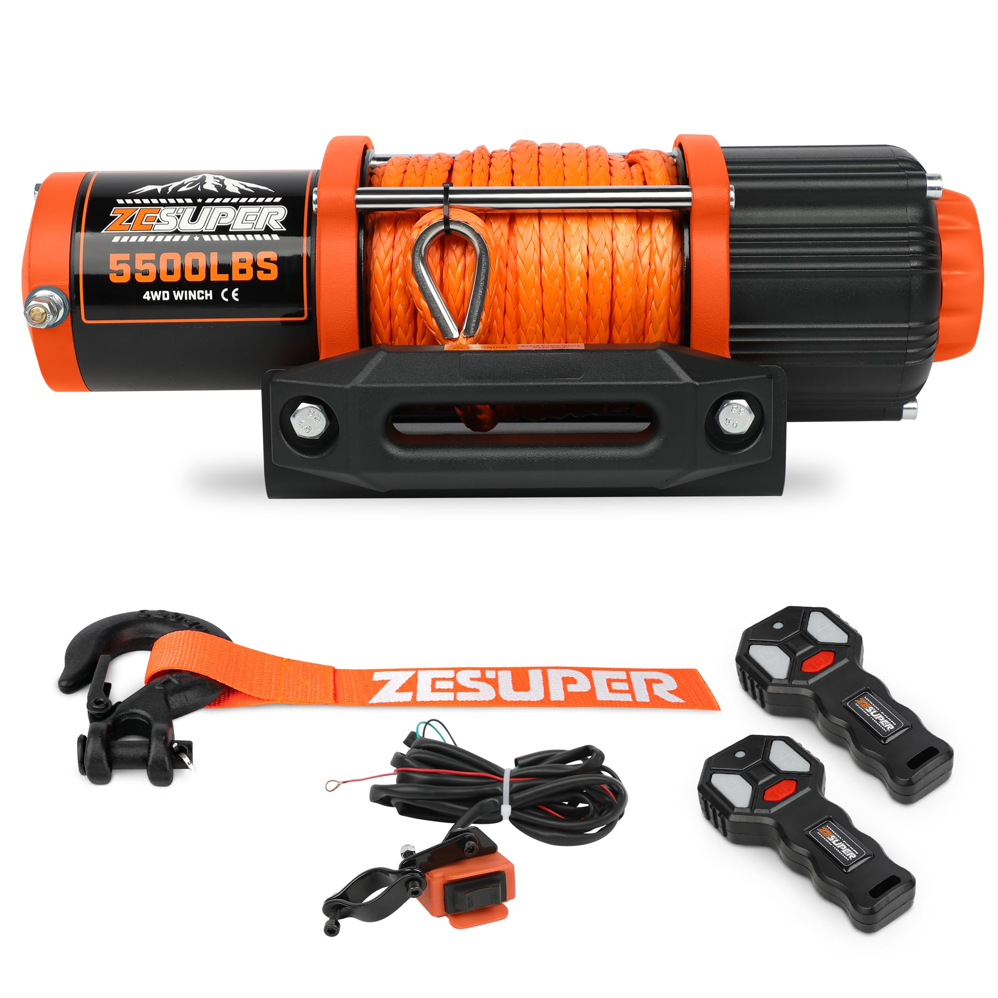 ZESUPER 5500 lb Electric Winch 12 Volt Winch Kit for ATV UTV Boat