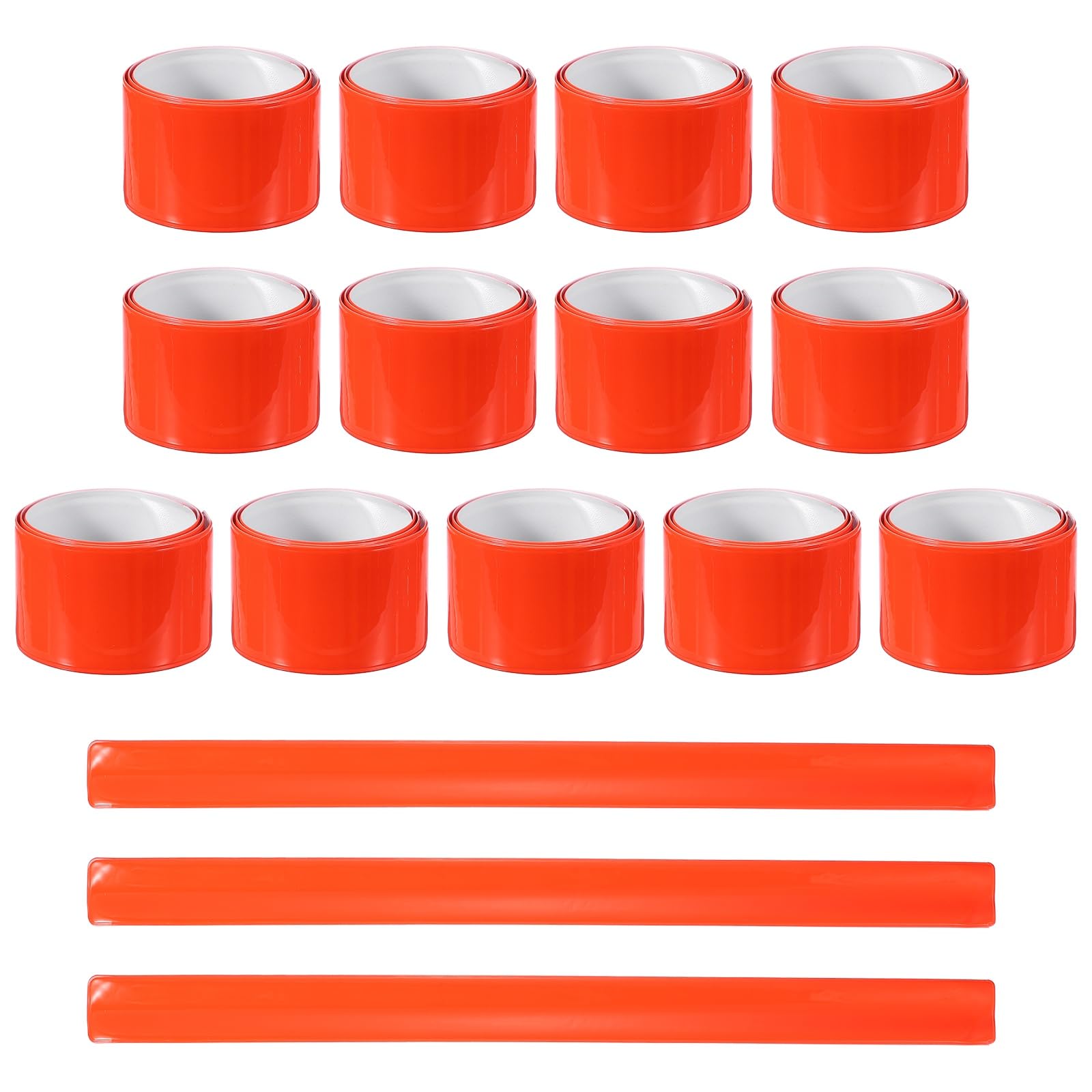 PATIKIL 8Pcs Reflective Arm Bands, 15.7" High Visibility Bands Reflector Running Gear Snap Bracelet for Night Walking Running Cycling, Orange (Square)
