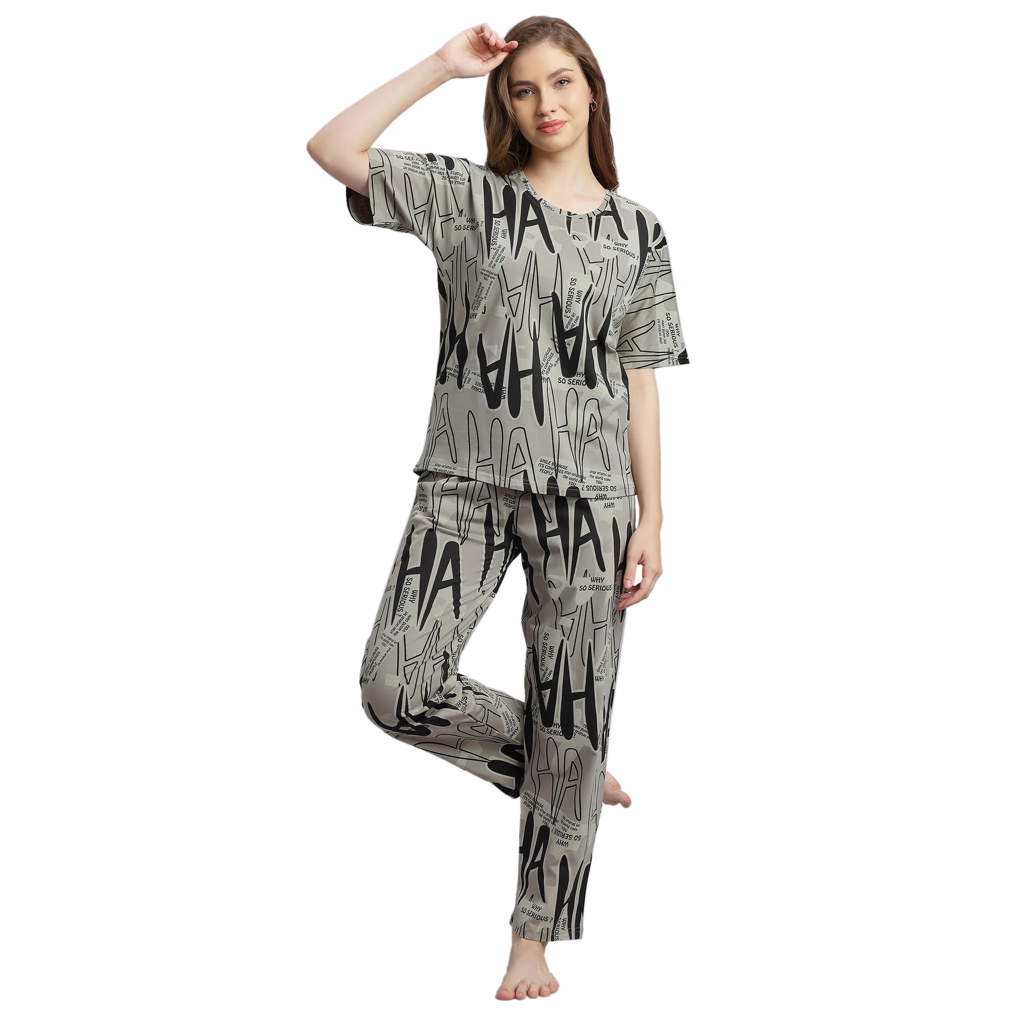 dzzo Premium Cotton Printed Night Suit Set for Women and Girls - Stylish T- T-Shirt and Pyjama Nightwear Dress for Relaxed and Everyday Loungewear-picture-53