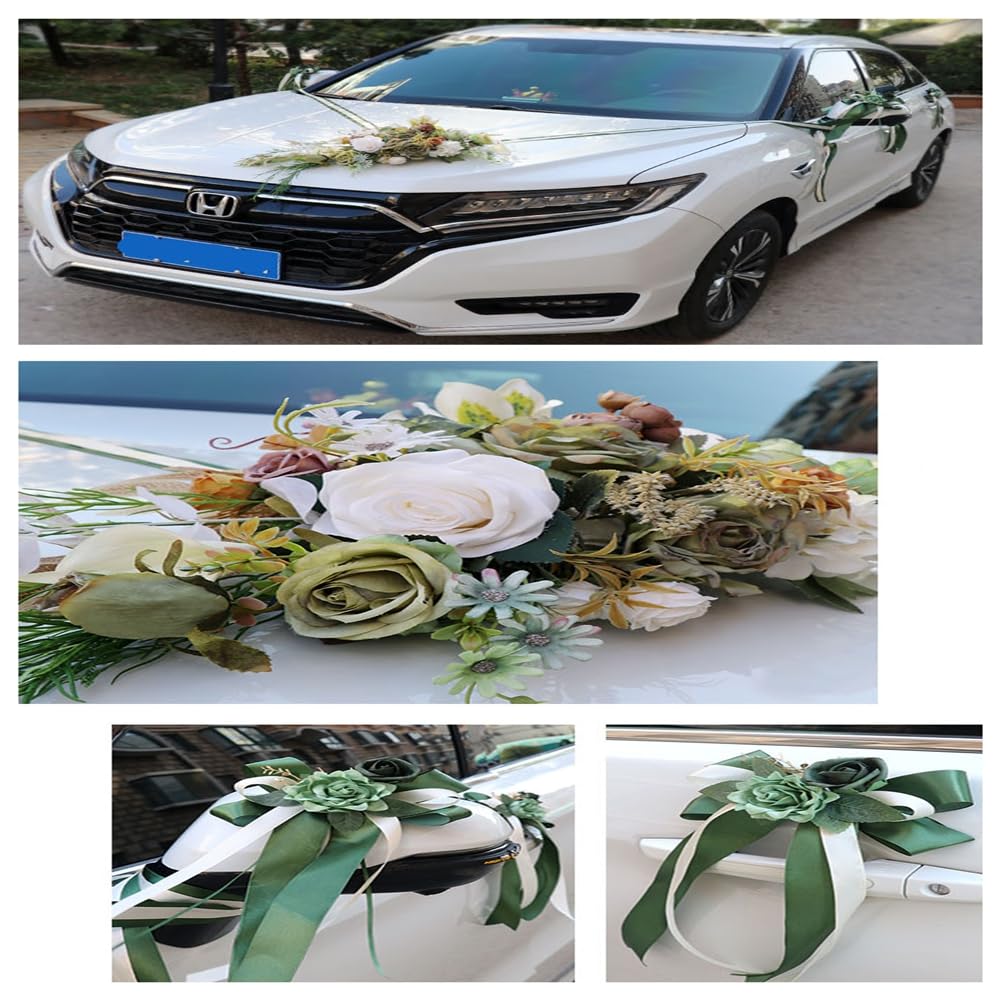Autoschmuck Hochzeit Auto Schmuck Braut Paar Rose Deko Dekoration Hochzeit Car Auto Wedding Deko Hochzeitsauto Dekorationsset Hochzeitsdeko Auto Blumenschmuck Hochzeitsschmuck Champagner Blau