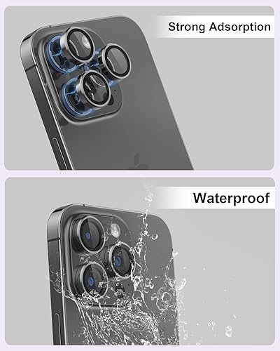 Miniatura 7 de Protector de lente de cámara para iPhone 15 ProiPhone 15 Pro Max, anillo de metal Plus 9H protector de pantalla de vidrio templado compatible con