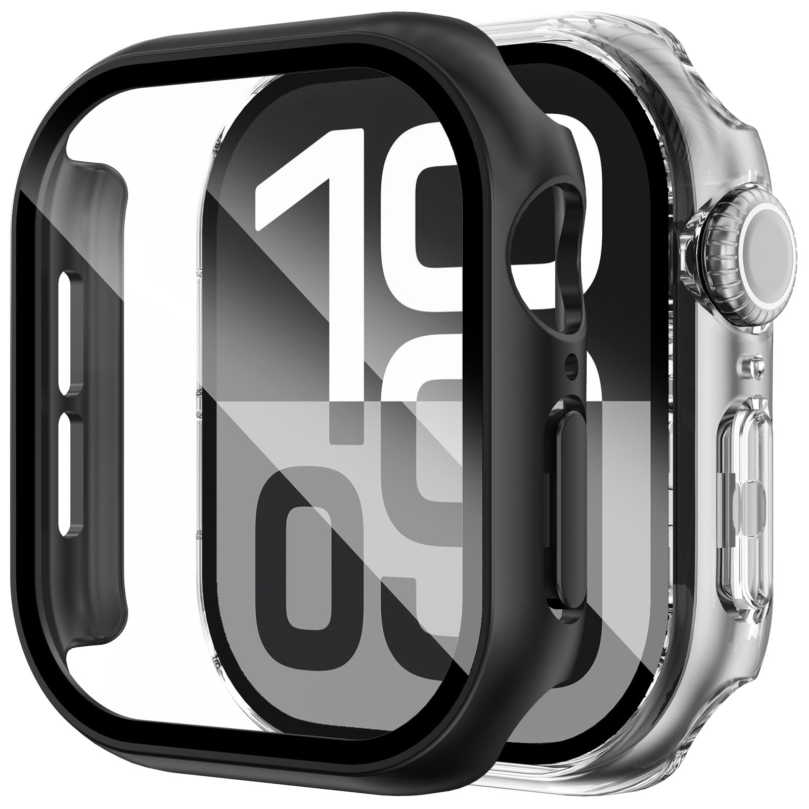 Fullife 2-Pack Compatible with Apple Watch Series 11/10 Case for Men Women, Hard PC Case with Tempered Glass Apple Watch Screen Protector for 42mm 46mm iWatch 11/10 Cover