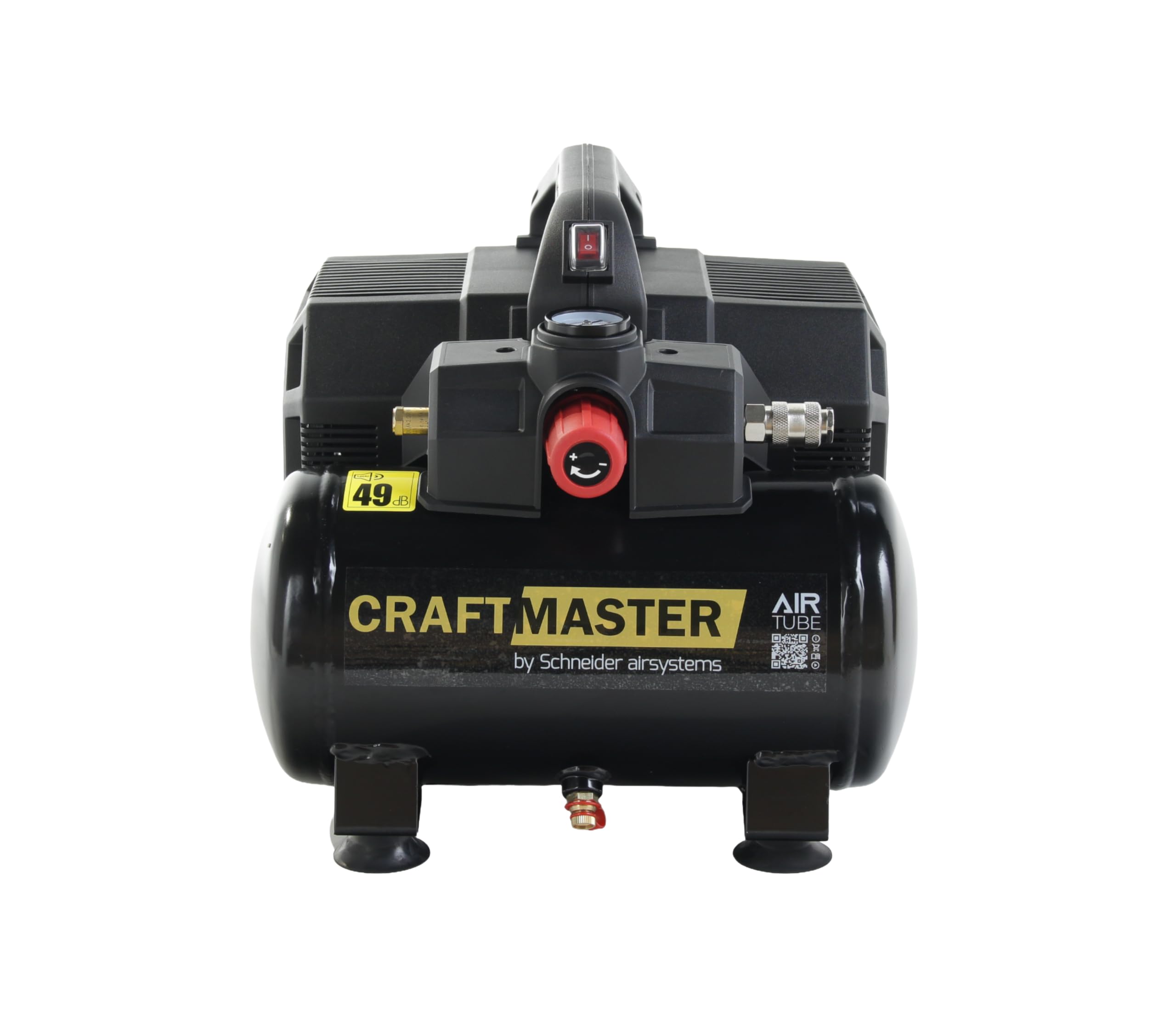 SCHNEIDER CRAFTMASTER, leiser, tragbarer, ölfreier Kompressor, 6-Liter-Tank, maximaler Druck: 8 bar, Leistung: 0,75 PS, Geräuschpegel: 49 dB LwA