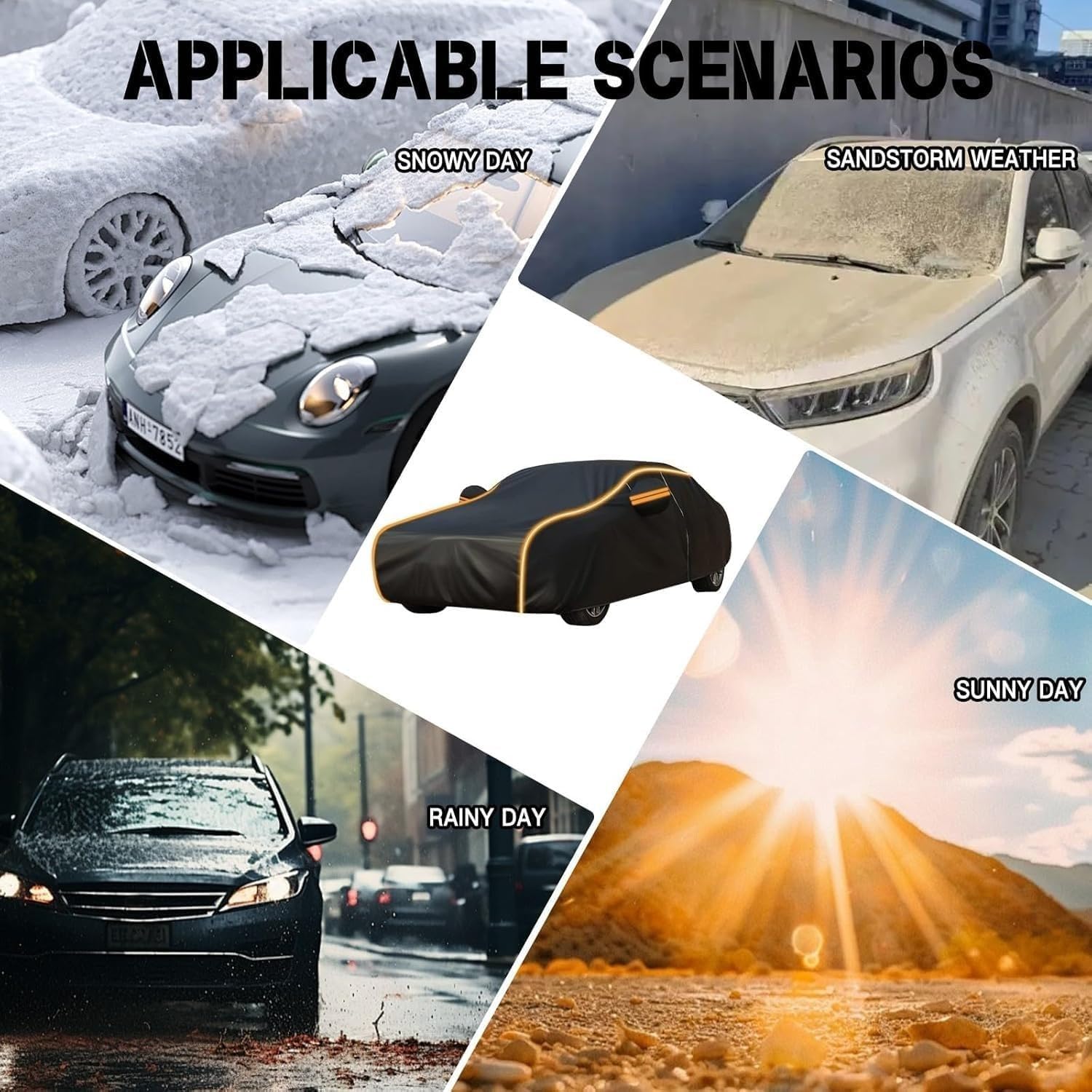 Funda Coche Exterior para Seat 600 1957–1973, Funda de Coche Exterior Impermeable Transpirable, Lona de protección con Cremallera, Cubre Coches Antipolvo gui2li