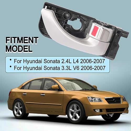 Miniatura 3 de Juego de 4 manijas de puerta interior cromadas para el lado del conductor y del lado del pasajero, juego de manijas interiores plateadas, aptas para