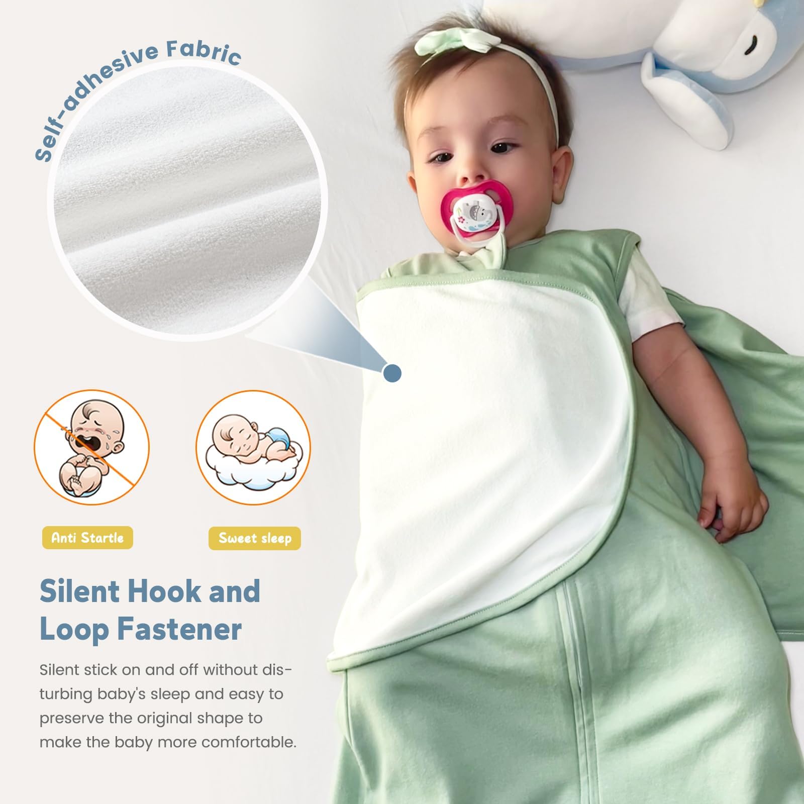ZIGJOY Newborn Sleeping Bag 1.0 TOG 2 Pack Swaddle Wrap Baby Swaddle Sleeping Bag 100% Cotton Baby Wearable Blanket for New born Infant Boy Girl Grows 0-6 Months - Image 3