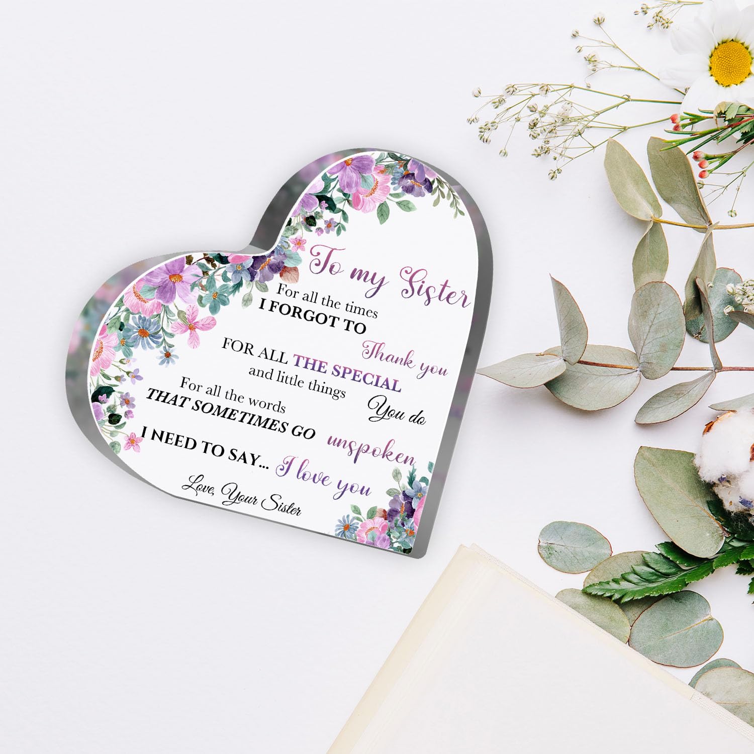 1pc, Sisters Gifts From Sister, Acrylic Keepsake, Birthday Meaningful Gifts For Sisters - Decorative Thank You Gift