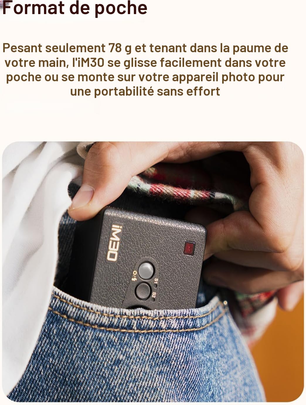 Godox iM30 Mini Flash Appareil Photo, Flash Manuel S1/S2 Contrôle Optique, Température de Couleur CCT 6500K,7 Niveaux de Puissance (1/64~1/1), Compatible avec Canon, Sony, Nikon, Pentax,Panasonic