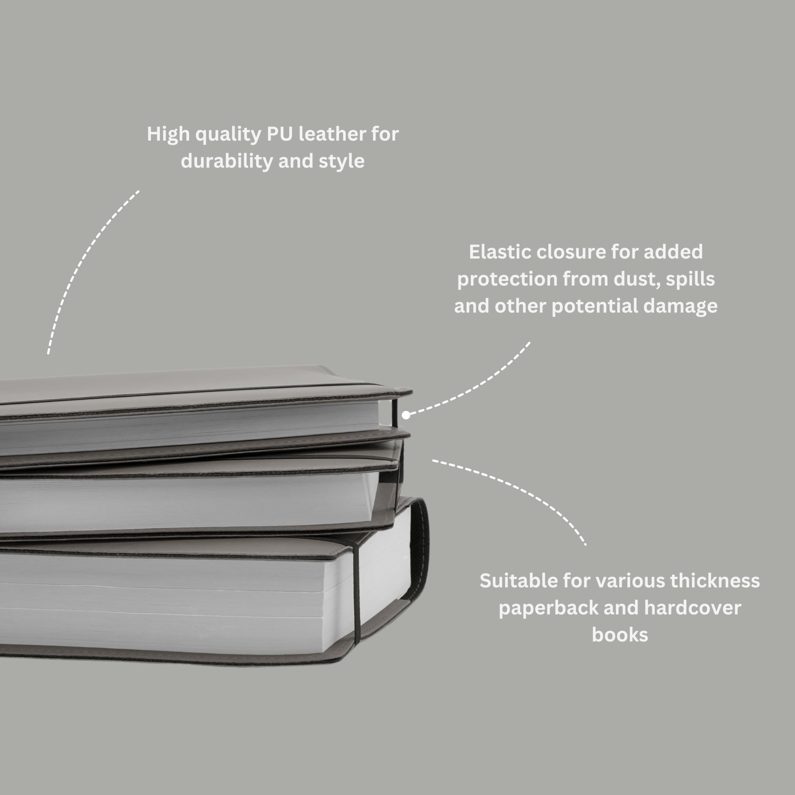 Paperback Book Cover, Book Protector, Grey, M - Image 2