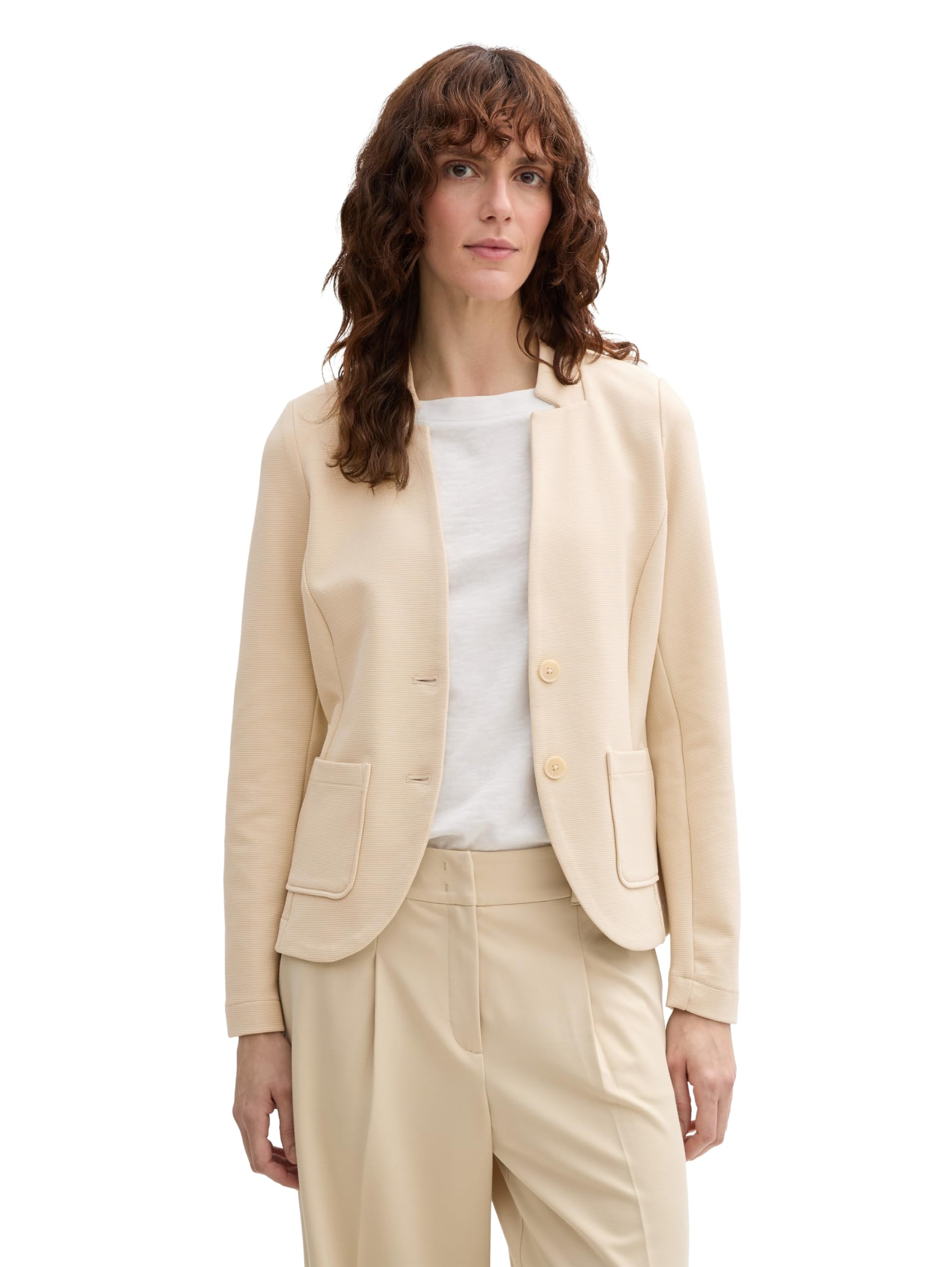 Tom Tailor Damen Basic Ottoman Blazer mit Taschen