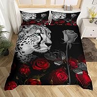 Vista 9 de Juego de funda de edredón de lobo blanco, lobos y parejas, juegos de ropa de cama de animales de safari para niños, niñas, familia de lobos, vida