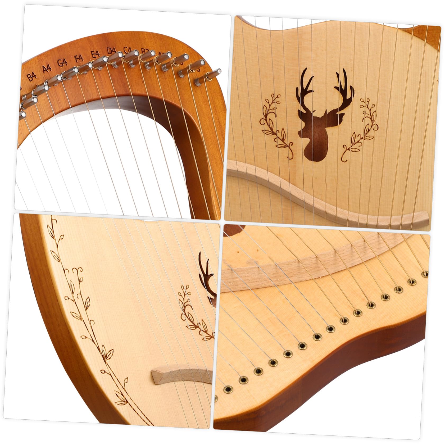 ERINGOGO 1ensemble Lyre Harp Portable Métalliques Avec Clé Et De Rangement Pour Débutants