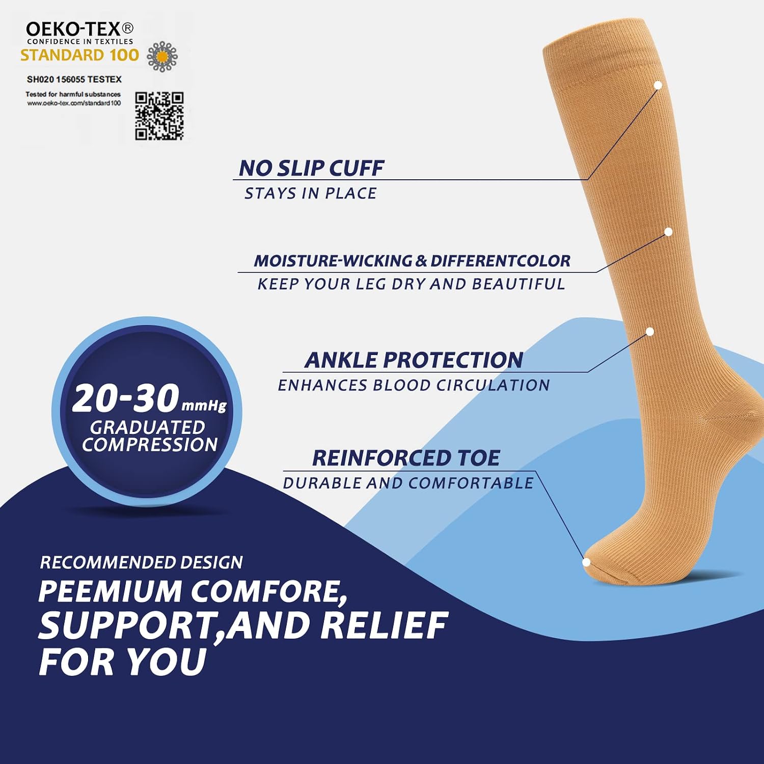  8 Pairs Compression Socks for Men & Women 20-30 mmHg Knee High Nurse Pregnant Running Medical and Travel Athletic thumbnail