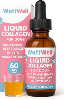 WuffWell Liquid Collagen for Dogs - Made in USA - 4 oz - Premium Dog Collagen for Joints - Easy-to-Use Drops - Supports Mobility & Skin Health - Collagn for Dogs