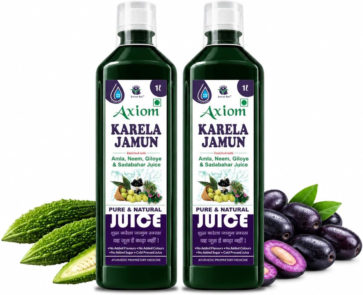Karela Jamun Juice | Helps to Control Blood Sugar Level | Cholestrol Care Juice | Enriched with Pure & Natural Karela and Jamun Herbs |Diabetic Care 1Ltr (Pack of 2)