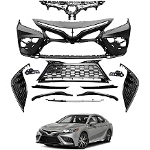 Front Bumper Cover Grille Kit Fits 2021 2022 2023 Toyota Camry SE XSE Sedan | W/ Upper& Lower Grille, W/O Sensor Holes Cut-out, With Tow Hook Cut-out