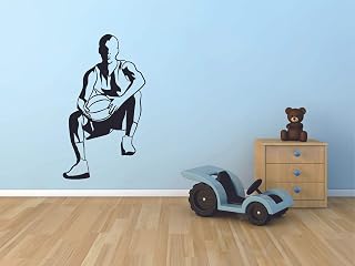 Basketball Sports Player Silhouette Athlete Wall Sticker for Boys/Girls Bedroom Kids Children World Cup FIBA NBA Sport Fans Rooms Gym Home Art Murals Decals Wall Art Vinyl Decoration Size (10x8 inch)