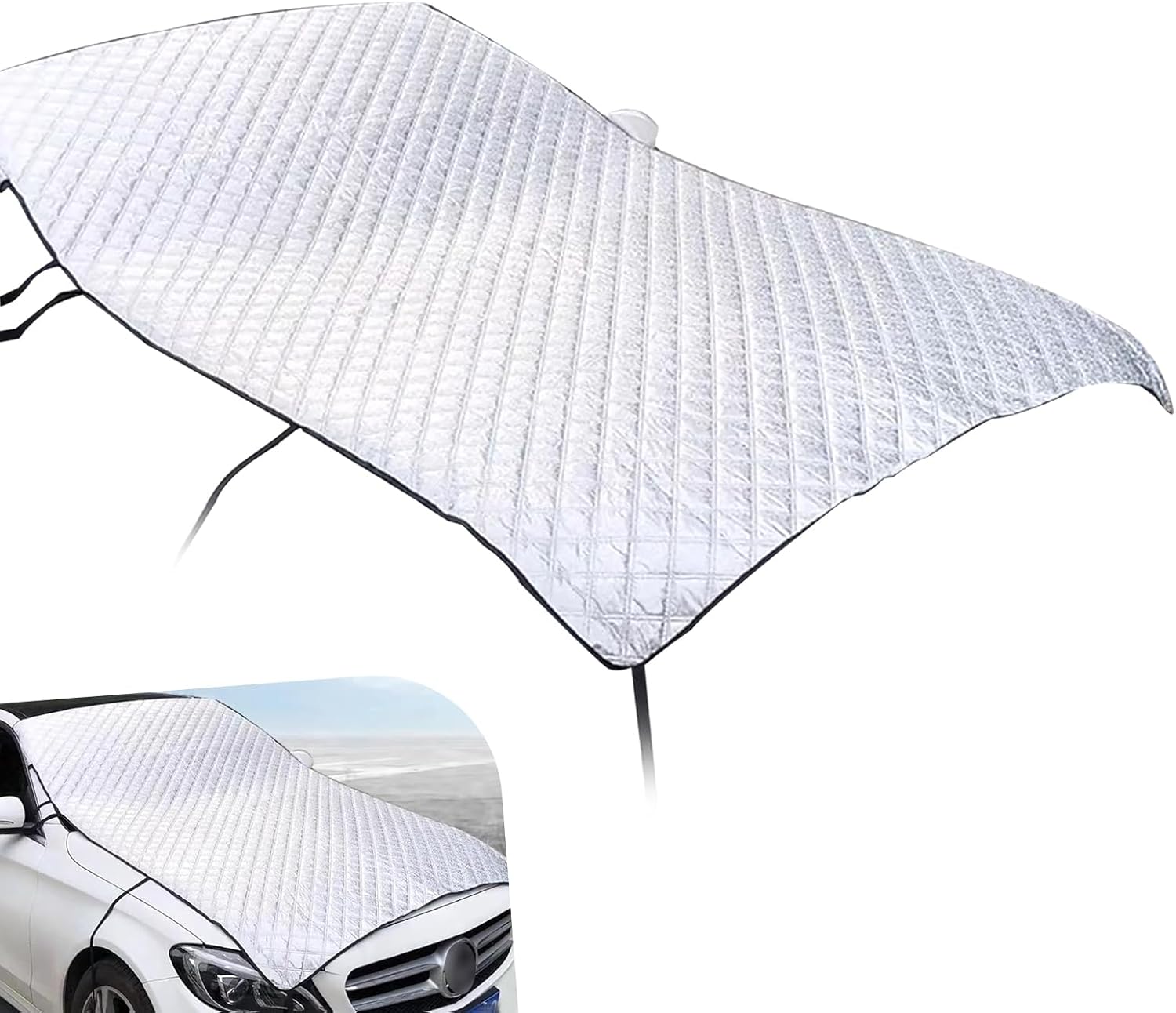 Car Hood Cover, Multi-Layer Thickening Waterproof Coat Front Windshield Hood, All Weather Waterproof Frostproof Half Car Covers, Universal for Most Cars